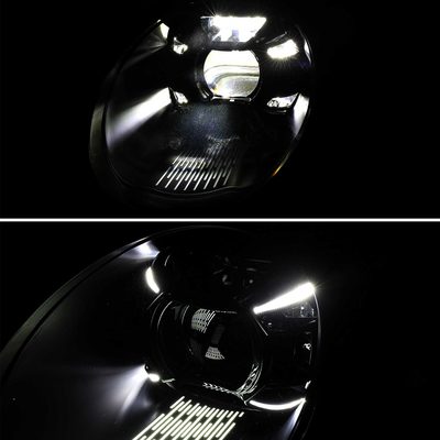 For Porsche 911 997.1 2005-2008 LED Projector DRL Headlights Matte Black Housing Glossy Black Accents Clear Lens