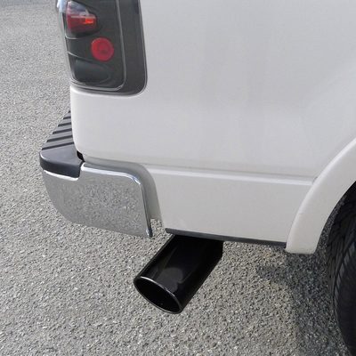 Universal 4" Inlet/8" Outlet Black Stainless Steel Bolt-On Angled Exhaust Tip