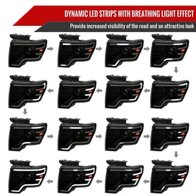 2009-2014 Ford F-150 Sequential LED Turn Signal Projector Headlights Smoke