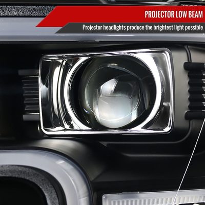 2015-2017 Ford F-150 LED Bar Projector Headlights Matte Black/Clear Lens