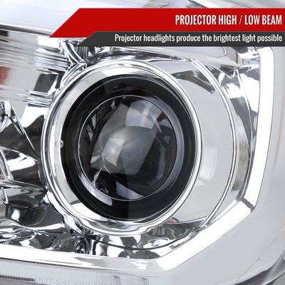 2016-2023 Toyota Tacoma Sequential LED Bar Projector Headlights Chrome