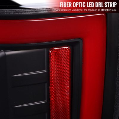 2017-2019 Ford F-250/350/450/550 Red LED Bar Tail Lights Matt Black/Clear