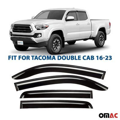 Clim Art Wind Deflectors for Toyota Tacoma 2016-2023 Double Cab Smoke 4 Pcs