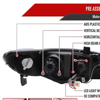 2006-2011 Honda Civic Sedan Dual Halo Projector Headlights Chrome/Clear Lens