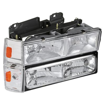 1988-1993 Chevy C/K Blazer/Tahoe/ Sierra/Yukon Headlights Lights Set Chrome