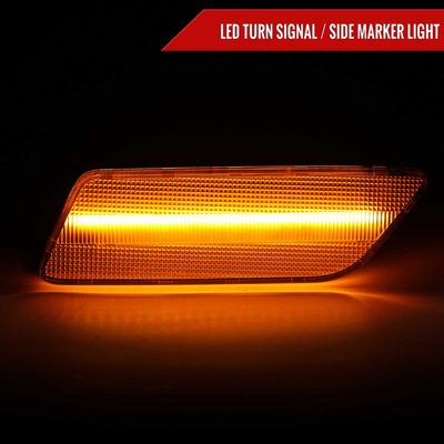 For Porsche Macan 2014-2022 Front Bumper LED Side Marker Turn Signal Lights Chrome Housing Clear Lens