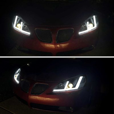 For Pontiac G6 2005-2010 Projector Headlights Sequential LED Strip Black Housing Smoked Lens Switchback