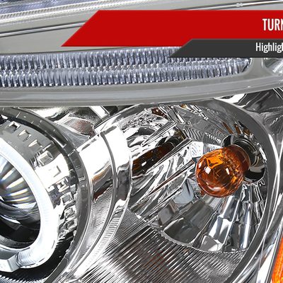 2001-2003 Honda Civic Dual Halo Projector Headlights Chrome/Clear Lens