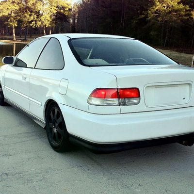 1996-2000 Honda Civic Coupe Tail Lights Chrome Housing/Red Clear Lens