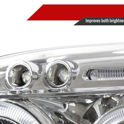 1996-1998 Honda Civic Dual Halo Projector Headlights Chrome/Clear Lens
