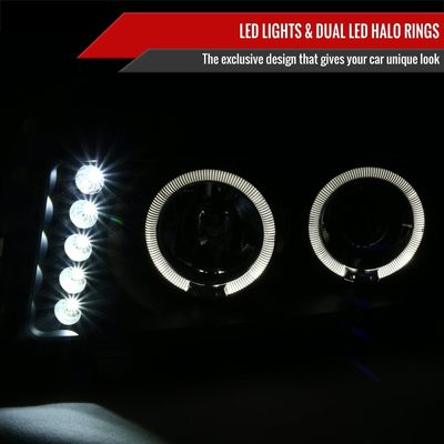 2004-2012 Chevy Colorado Canyon Dual Halo Headlights Corner Signal Light Black