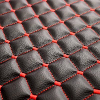 Fiat Leather Breathable Front Seat Cover Pads Black Red 1Pc