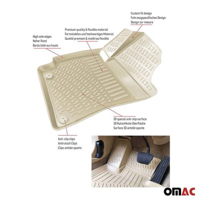 2019-2026 Toyota Corolla Sedan Floor Mats Liners Full Set All Weather Beige