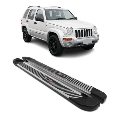 2002-2007 Jeep Liberty Running Boards Side Steps Silver & Black