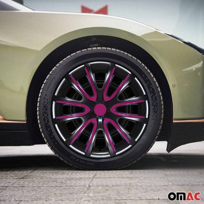 Bicolo Hub Caps Wheel Cover 16" Black & Violet Full Set 4 pcs.