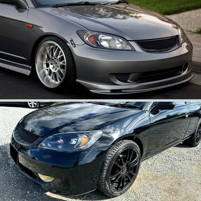 2004-2005 Honda Civic Crystal Headlights Matte Black Housing/Clear Lens