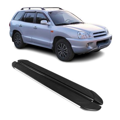 2007-2012 Hyundai Santa Fe Running Boards Side Steps Silver & Black