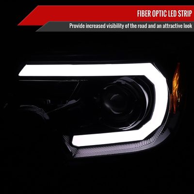 2012-2015 Toyota Tacoma LED C-Bar Projector Headlights Jet Black/Clear Lens
