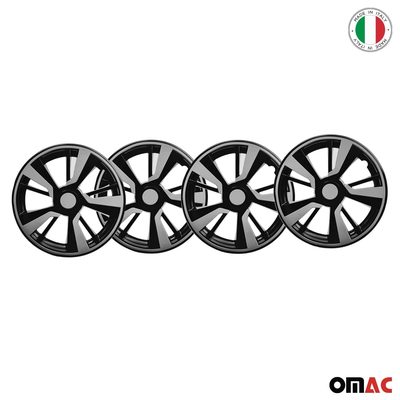 14" Hubcaps Wheel Rim Cover Black with Light Grey Insert 4pcs Set