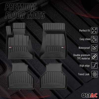 2002-2008 BMW 7 Series E65 E66 E67 Premium Floor Mats Liners Full Set All Weather Heavy Duty Black