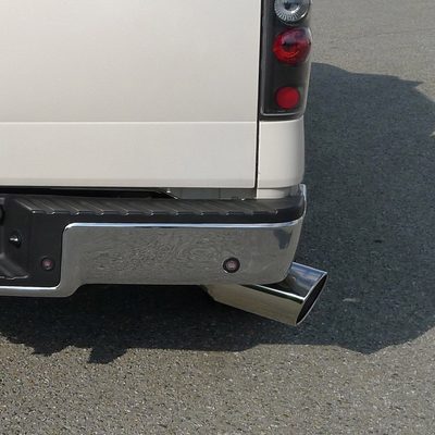Universal 4" Inlet/8" Outlet Chrome Stainless Steel Bolt-On Angled Exhaust Tip