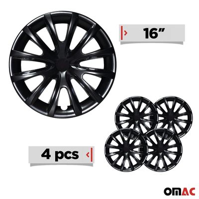 16" Wheel Covers Hubcaps for Nissan Sentra Black Gloss