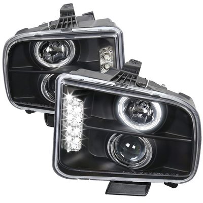 2005-2009 Ford Mustang Halo Projector Headlights LED Light Strip Matt Black