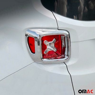 2015-2024 Jeep Renegade Trunk Tail Light Trim Frame Chrome Silver 2 Pcs