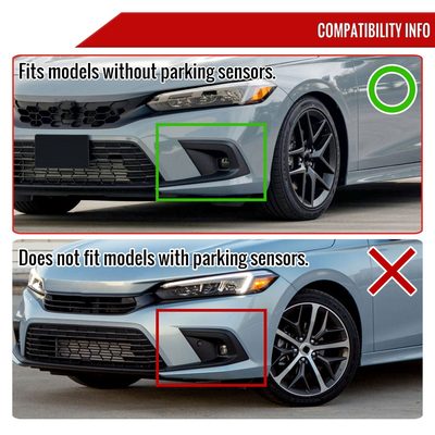 2022-2023 Honda Civic Sedan/Hatchback H8 Bumper Fog Lights Kit Chrome/Clear