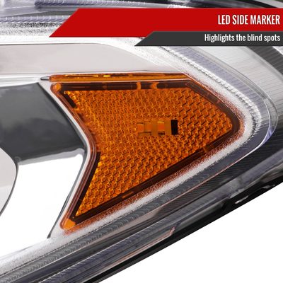 2013-2016 Ford Fusion Sequential Turn Signal Projector Headlights Chrome