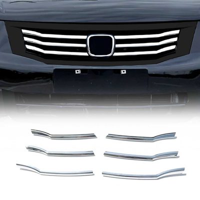 2008-2011 Honda Accord Sedan Front Bumper Grill Trim Molding Silver 6 Pcs