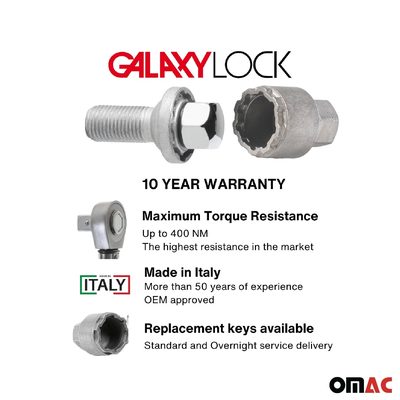 Wheel Lock Kit for Mercedes GLA GLB M14X1.5 Bolt Chromed 4Locks & 1Key