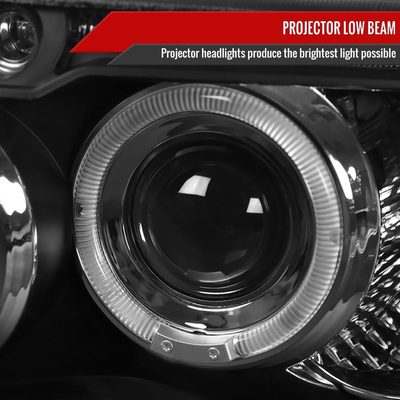 1999-2004 Jeep Grand Cherokee Dual Halo Projector Headlights Matte Black/Clear