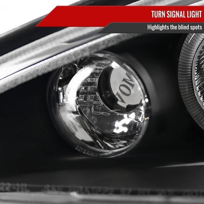 1999-2005 Pontiac Grand AM Dual Halo Projector Headlights Matte Black/Clear