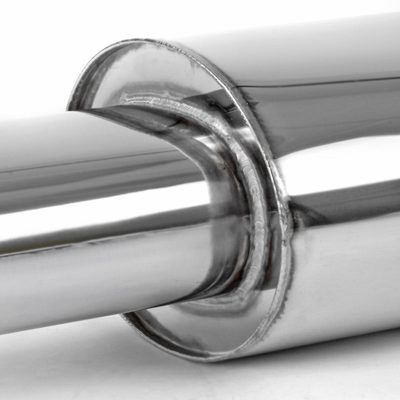 Universal 2.5" Inlet Stainless Steel Exhaust Muffler w/ Oval Tip