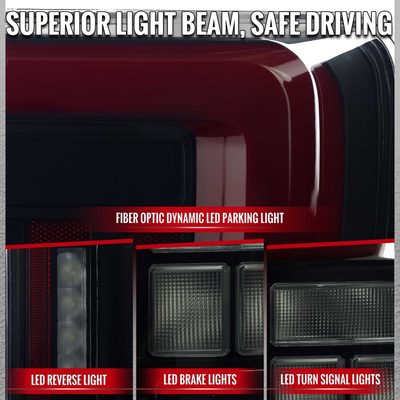 For Ford F-150 2021-2023 Full LED Tail Light Halogen Bulb Blind Spot Model Smoked Lens Red Light BAR