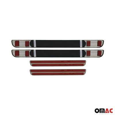 2018-2024 VW Tiguan Door Sill Scuff Plate Illuminated Stainless Steel Dark 4 Pcs