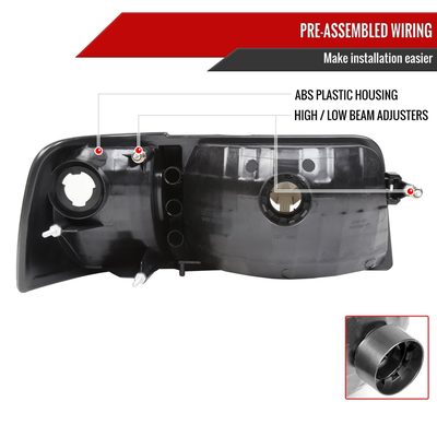 1993-1997 Ford Ranger Factory Headlights Corner Lights&Amber Reflector Black