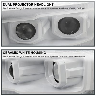 2019-2024 Dodge RAM 1500 LED Turn Signal Projector Headlights White Housing