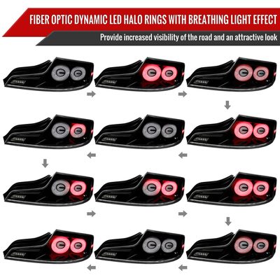 2003-2007 Infiniti G35 Coupe White LED Halo Signal Tail Lights Glossy Black