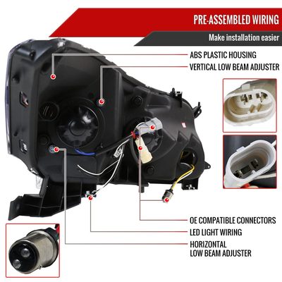 2008-2012 Honda Accord Sedan Single Halo Headlights LED Light&LED Signal Smoke