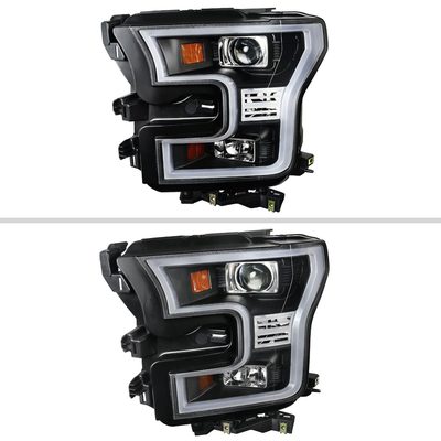 2015-2017 Ford F-150 LED Bar Projector Headlights Matte Black/Clear Lens