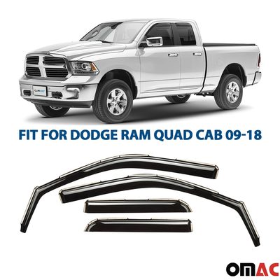 Clim Art Wind Deflectors for Dodge Ram 1500 2009-2018 Quad Cab Shatterproof 4x