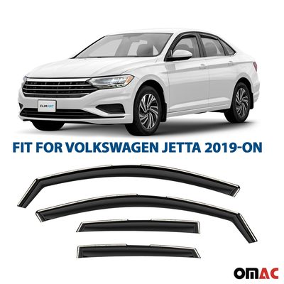 Clim Art Wind Deflectors for VW Jetta 2019-2025 Shatterproof Dark Smoke 4 Pcs
