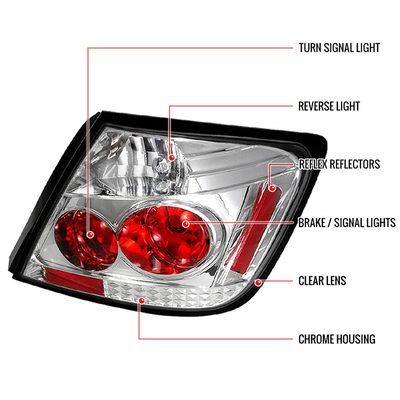 2004-2010 Scion tC Tail Lights Chrome Housing/Clear Lens