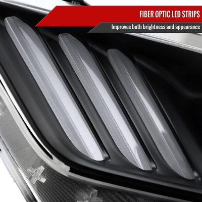 2015-2017 Ford Mustang / 18-2020 Shelby Strip LED Xenon HID Headlights Black