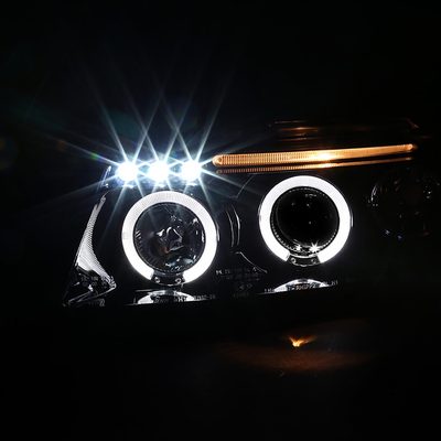 1997-2000 VW Passat Dual Halo Projector Headlights Glossy Black/Smoke Lens