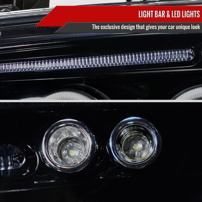 2005-2010 Dodge Charger Dual Halo Projector Headlights Glossy Black/Smoke Lens