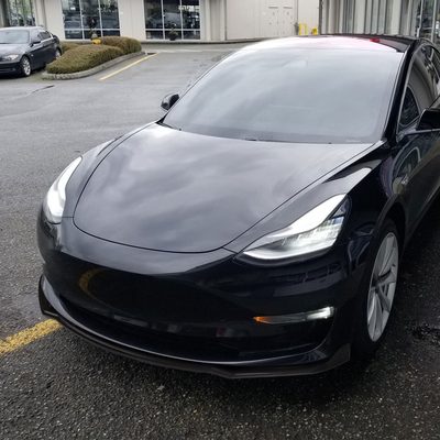 2017-2020 Tesla Model 3 Matte Black Polypropylene 3Pcs Bumper Lip Spoiler