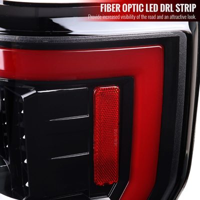 2017-2019 Ford F-250/F-350/F-450/F-550 LED Bar Tail Lights Jet Black/Clear